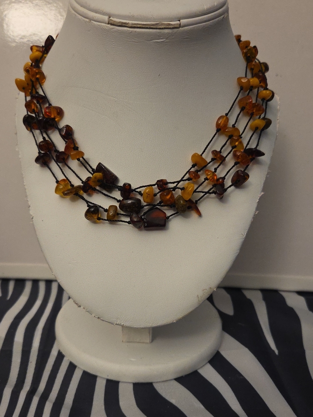 Multi-Strand Amber Bead Necklace